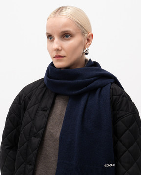 Dondup Blue cashmere and wool scarf with logo WK288Y00480DXXX