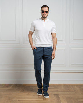 Cashmere&Whiskey White polo shirt with silk and cashmere FS05