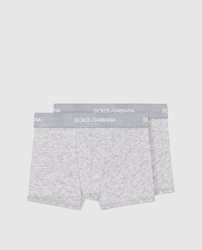 Dolce&Gabbana Children's set of gray boxer shorts with logo L4J701ON00G