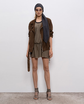 Brunello Cucinelli Khaki silk mini dress M0R27A60H1