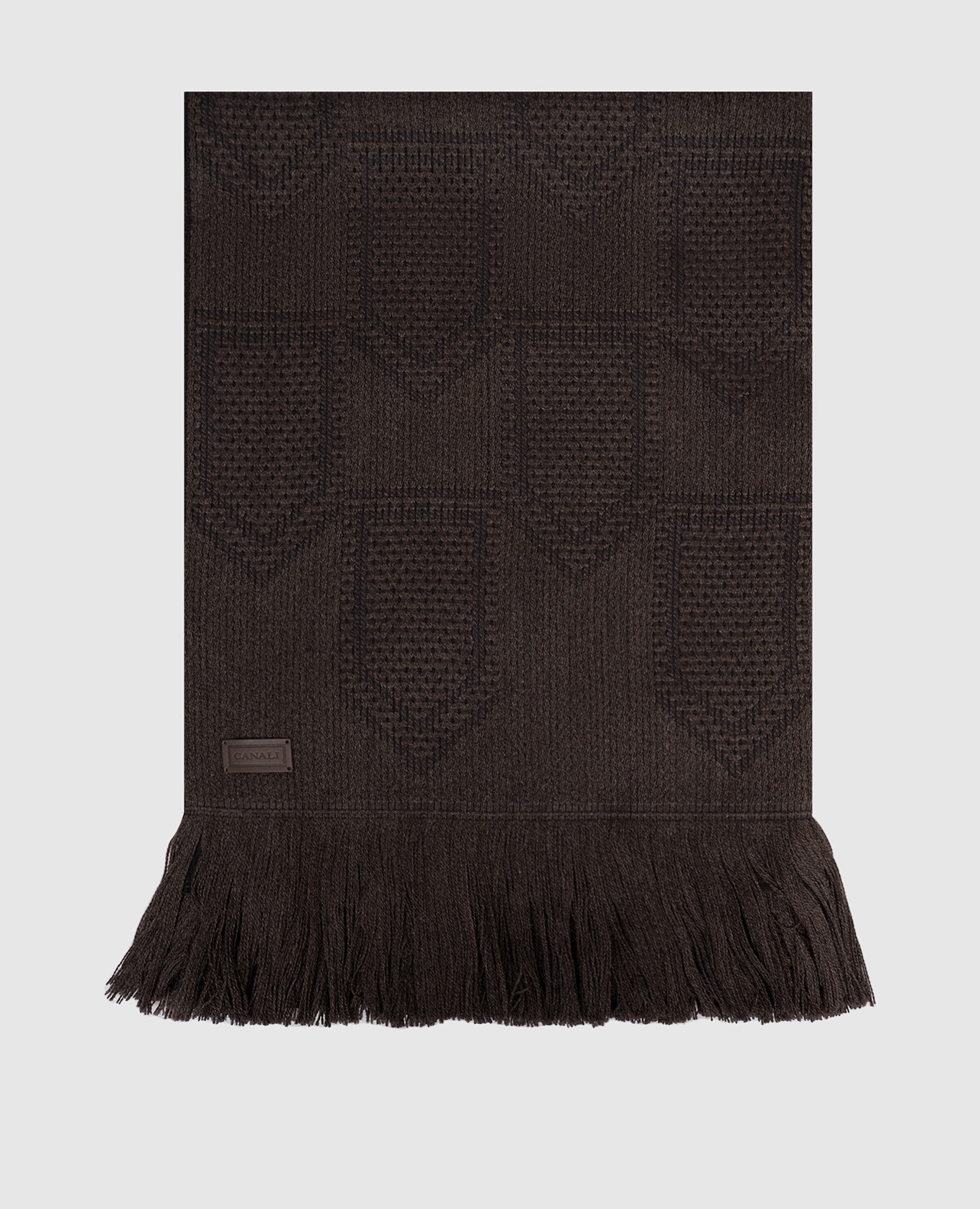 Brown wool and silk scarf with a pattern Canali