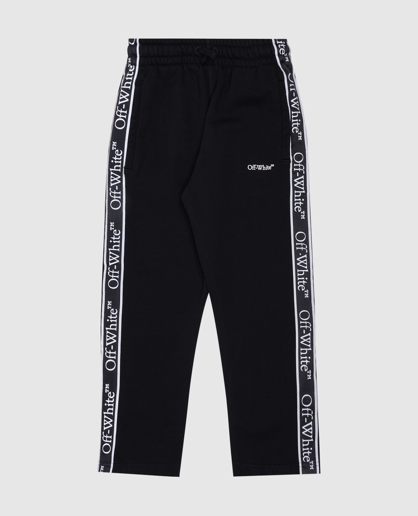 Children's black sports pants with branded stripes off-white