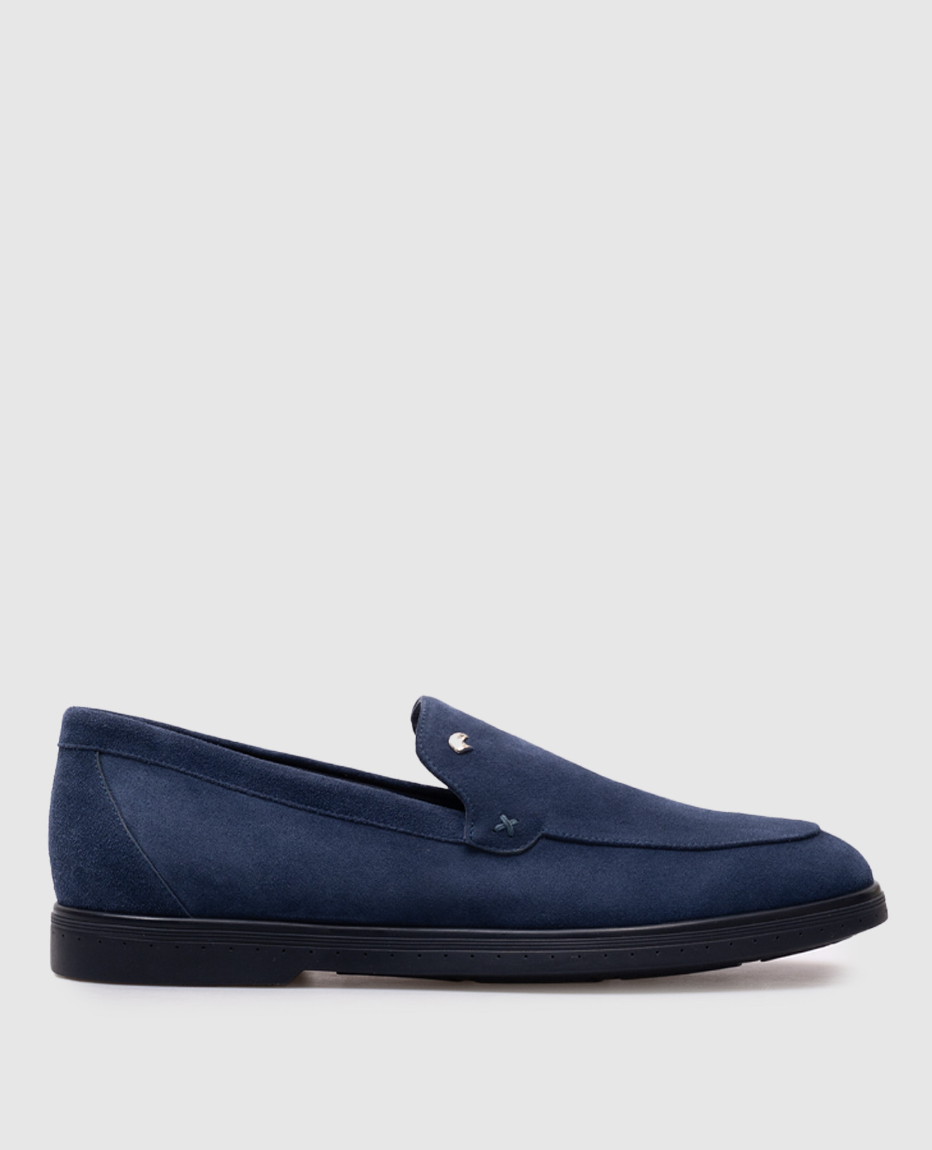 Blue suede loafers with emblem Stefano Ricci