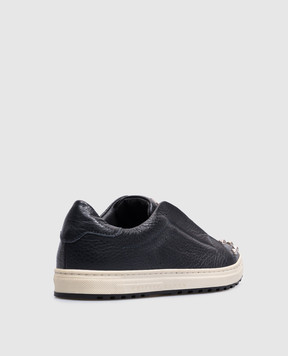 Philipp Plein Children's blue leather sneakers with metal rivets BSC00152734