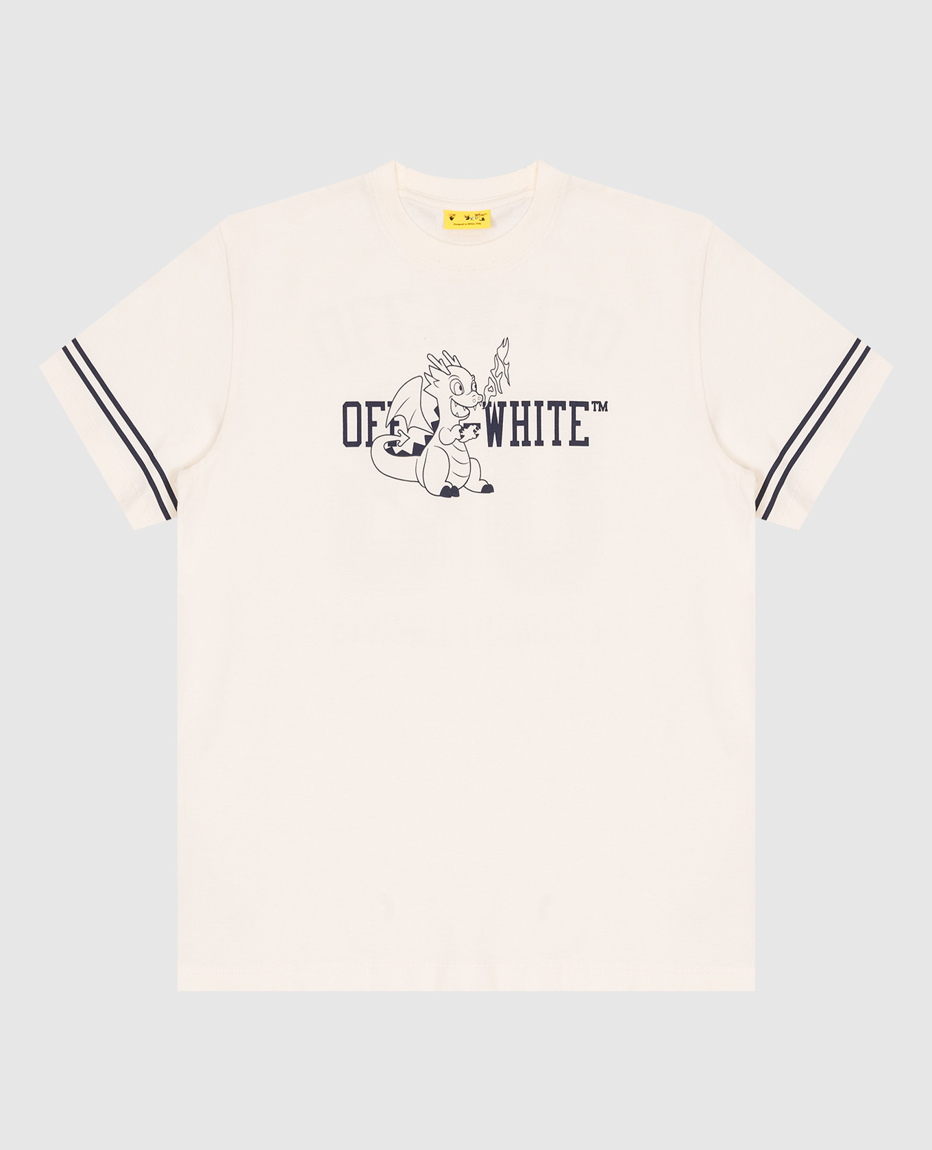 Children's beige t-shirt with a characters college print off-white