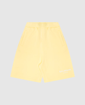 Balmain Children's yellow shorts with textured logo BW6Q89Z0081410