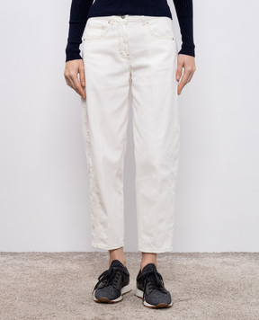 Peserico White jeans with logo A04984TS07957