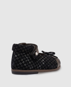 Zecchino D'oro Children's black suede shoes with a floral print N100121722