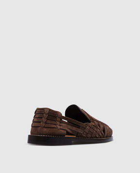 Brunello Cucinelli Brown suede loafers with weaving MZUCOBM313