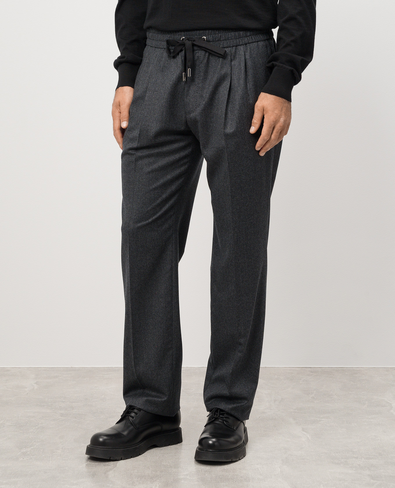 

Gray wool trousers with logo patch Dolce&Gabbana, Grey