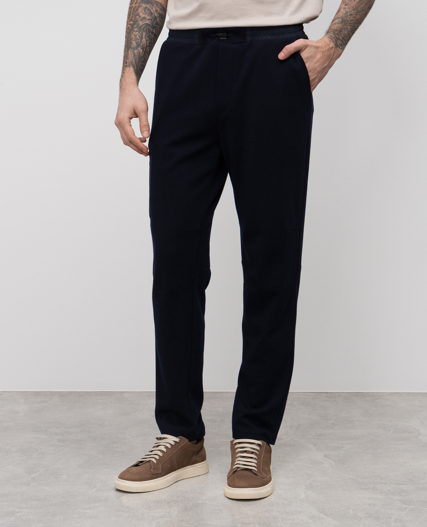 

Blue Jersey Wool Pants with Logo Sease