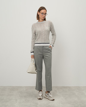 Peserico Gray wool trousers with monil chain A0470202661