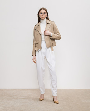 Babe Pay Pls Beige leather jacket CHIODOPELLE