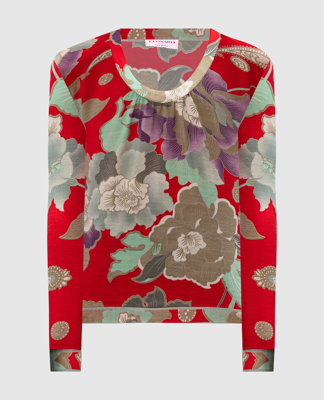 

Red jumper with wool and silk in a floral print Leonard