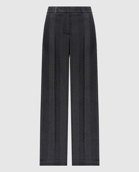 Peserico Gray wool patterned pants P0483504460