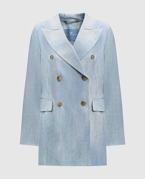 Ermanno Scervino Blue double-breasted jacket with a degraded effect D466I322EMY