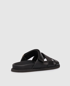 Babe Pay Pls Black leather flip-flops 276001KO