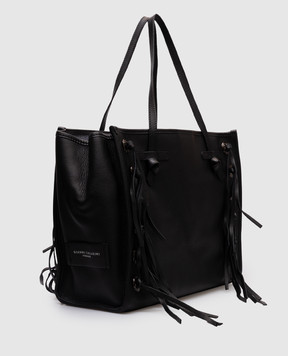Gianni Chiarini Marcella black leather tote bag with fringe BS12080MUSFR