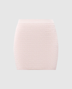 Balmain Beige mini skirt in a branded woven pattern EF1LB004KI02