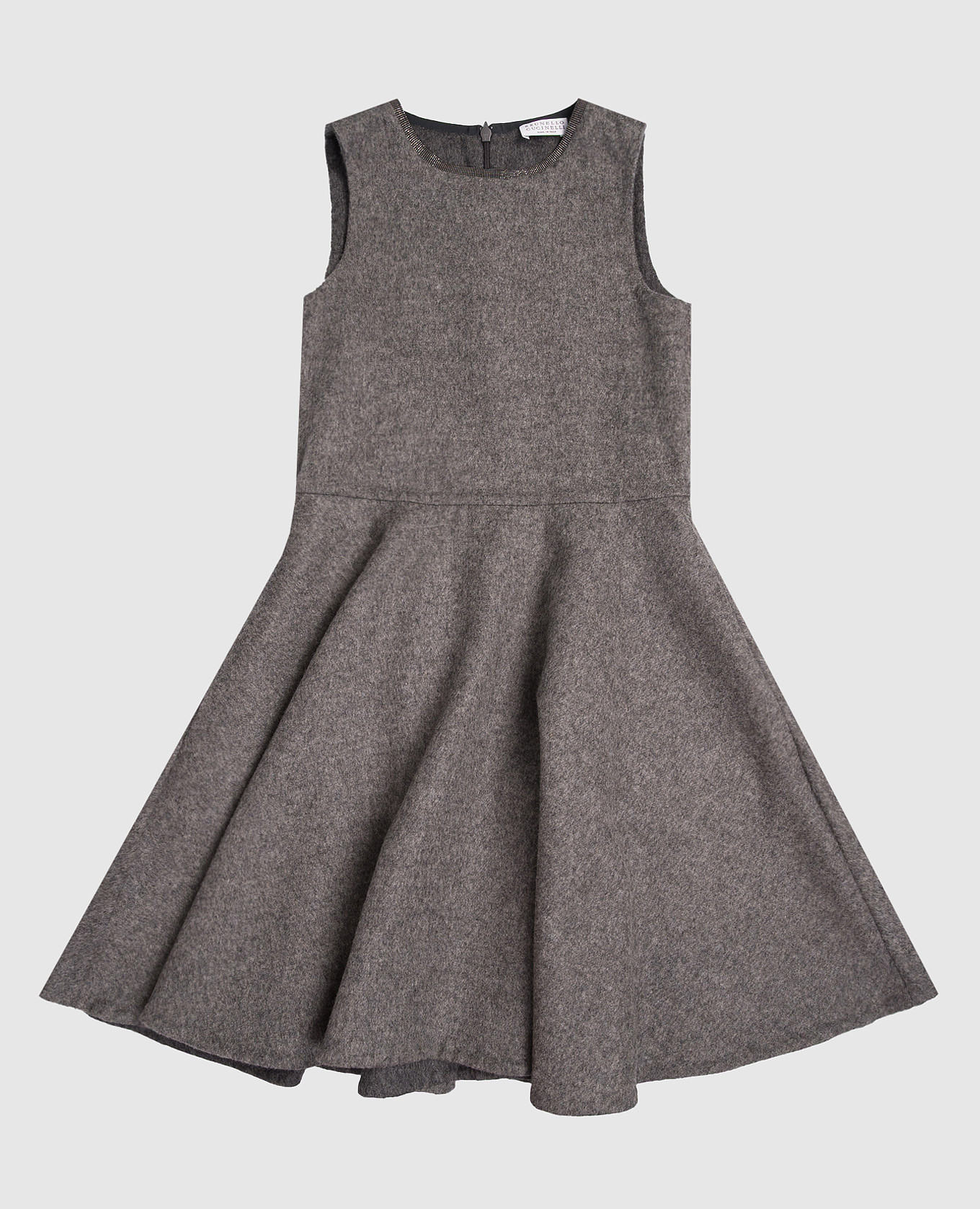 

Children's gray wool dress with monil chain Brunello Cucinelli, Grey
