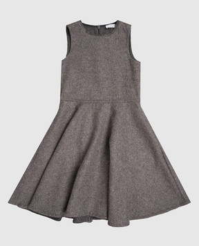Brunello Cucinelli Children's gray wool dress with monil chain BD565A407B