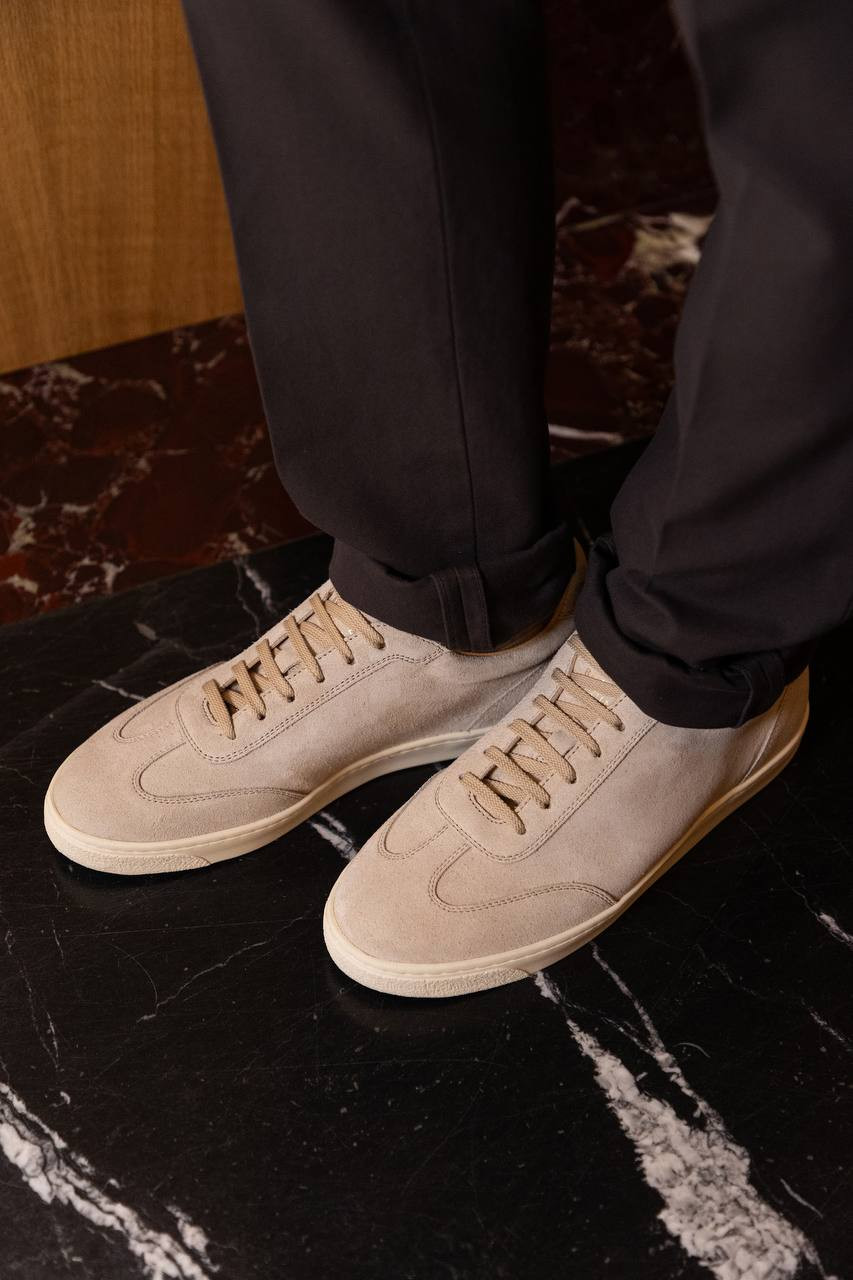 

Grey suede sneakers with emblem Brunello Cucinelli