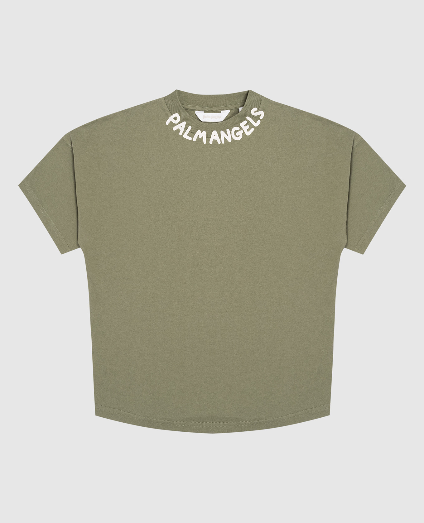 Children's green t-shirt with logo print palm angels