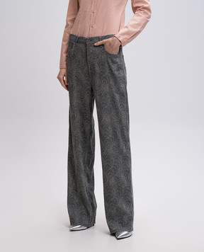 Dondup Francine gray patterned linen pants DP777FF0410DXXX