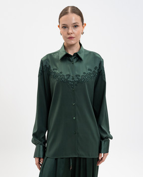 Ermanno Scervino Green silk blouse with embroidery D472K315HKC