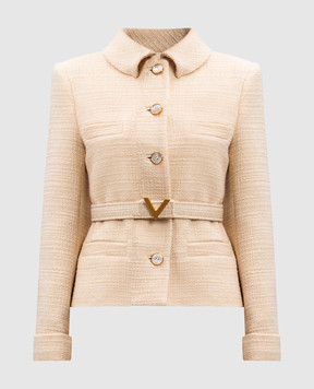 Valentino Beige tweed jacket made of wool 6B3CE2Z690Y