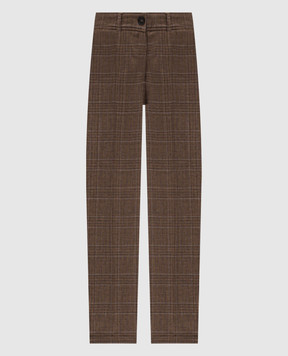 Momoni Brown Gohn wool checked trousers MOPA035MO22