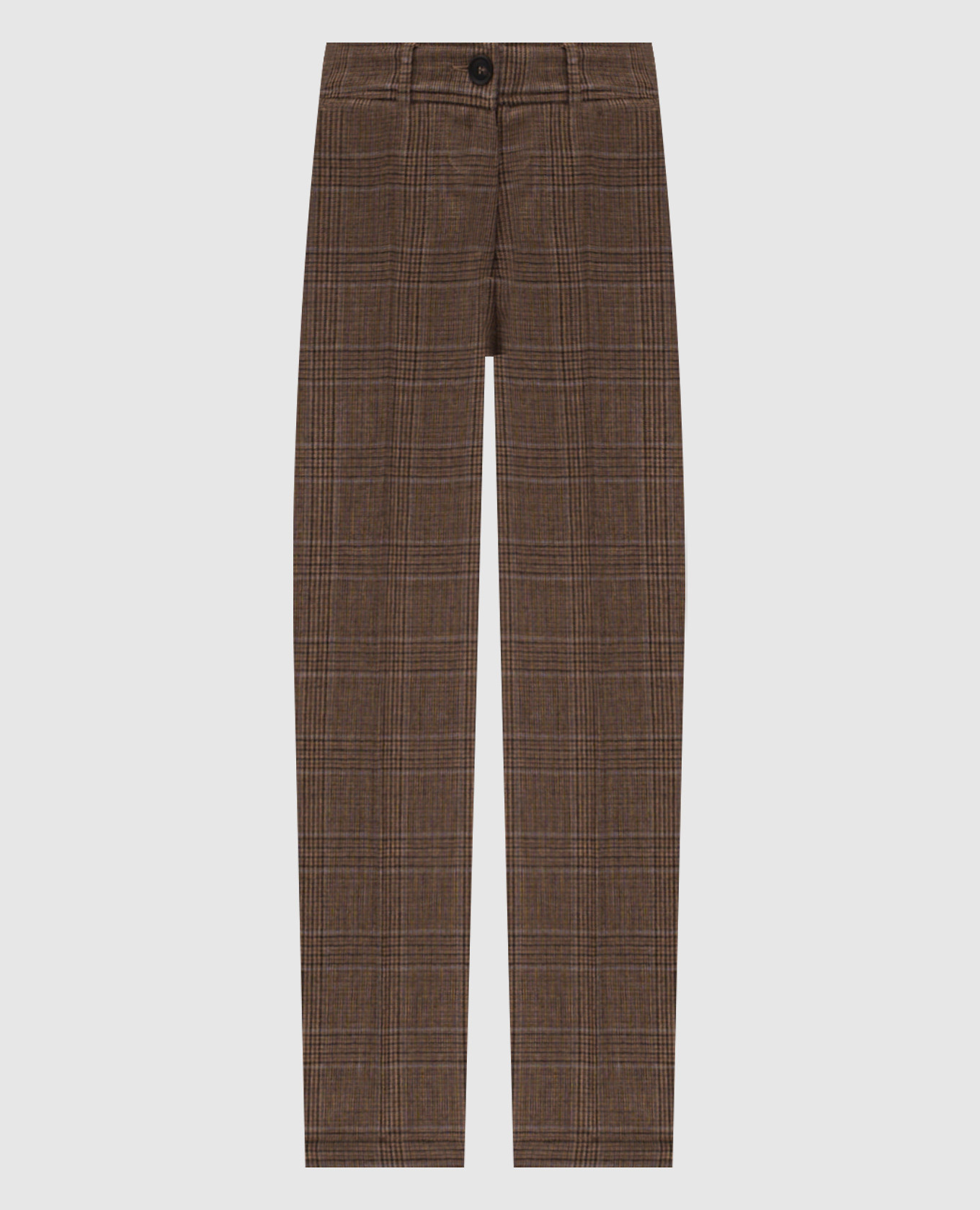 Brown Gohn wool checked trousers Momoni