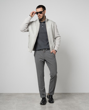 Cashmere&Whiskey Gray wool polo shirt MU7622318465RI