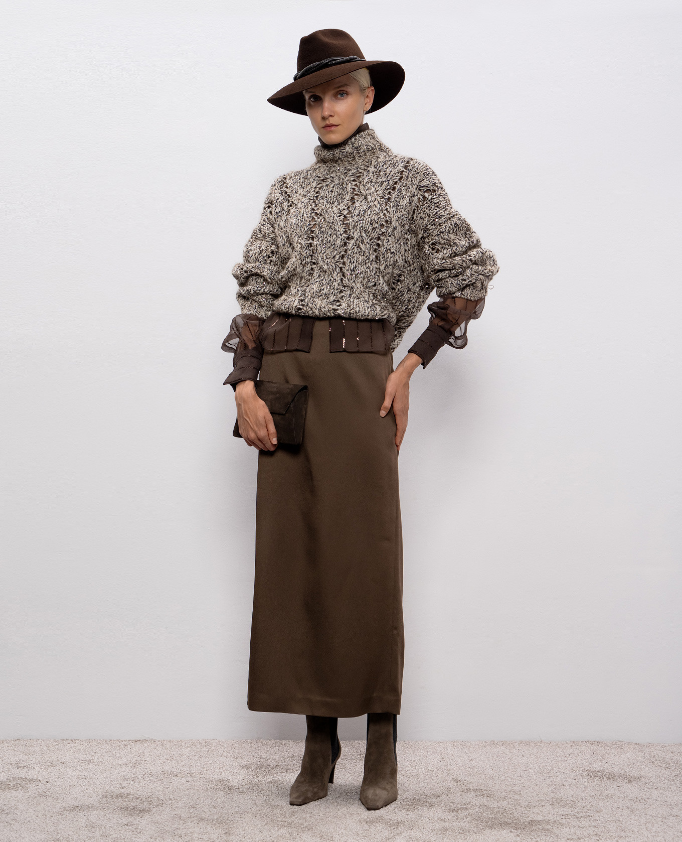 

Brown midi skirt Brunello Cucinelli