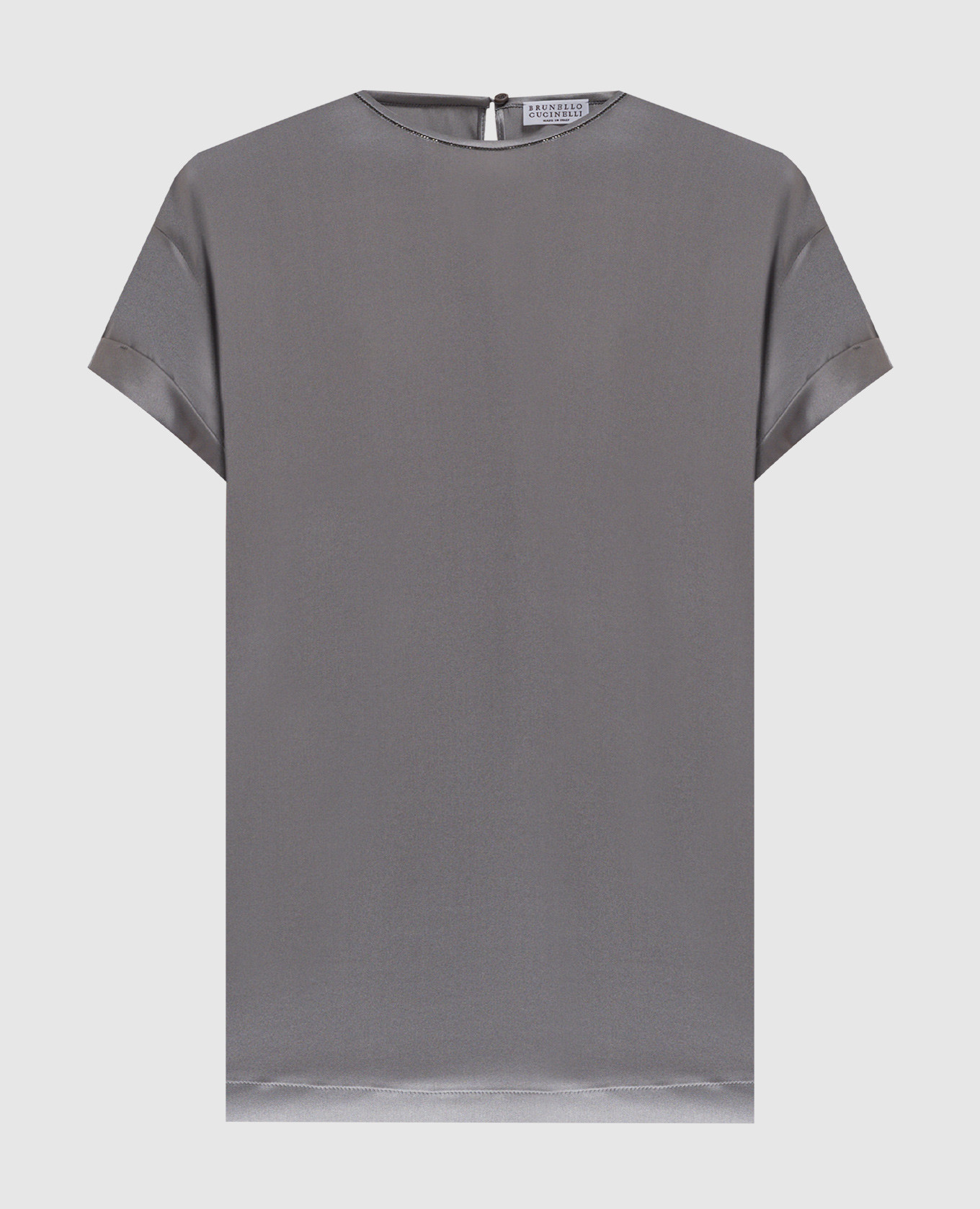 

Gray silk top with monil chain Brunello Cucinelli, Grey