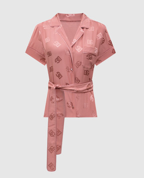 Dolce&Gabbana Pink silk blouse with logo pattern F5G67TFJ1JO