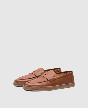 Brunello Cucinelli Brown leather slip-ons Soft MZUETOS725