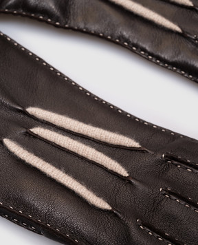 MooRER Brown leather gloves GUANTONAPPAPE