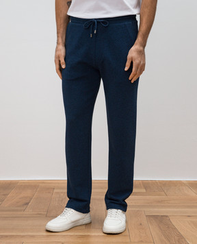 Canali Blue melange sweatpants with logo emblem MJ02249T0886
