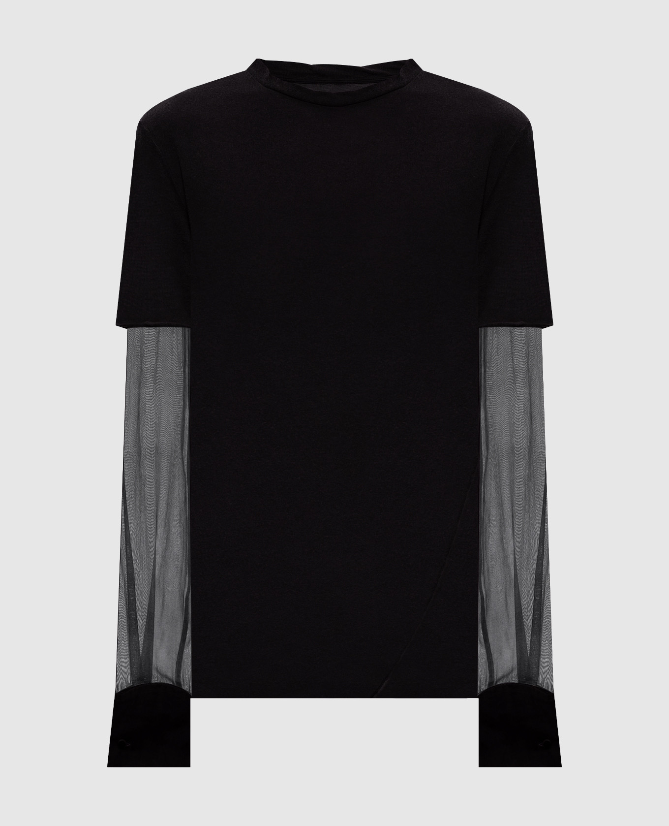 Black double-layered silk T-shirt Masnada
