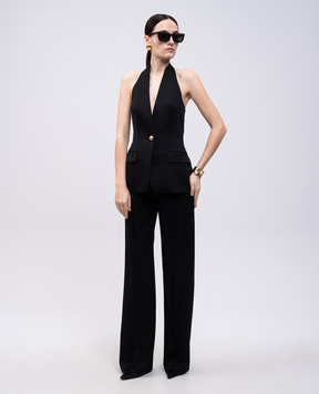 Giuseppe Di Morabito Milano Black wool trousers with logo emblem 04SSPA11404410