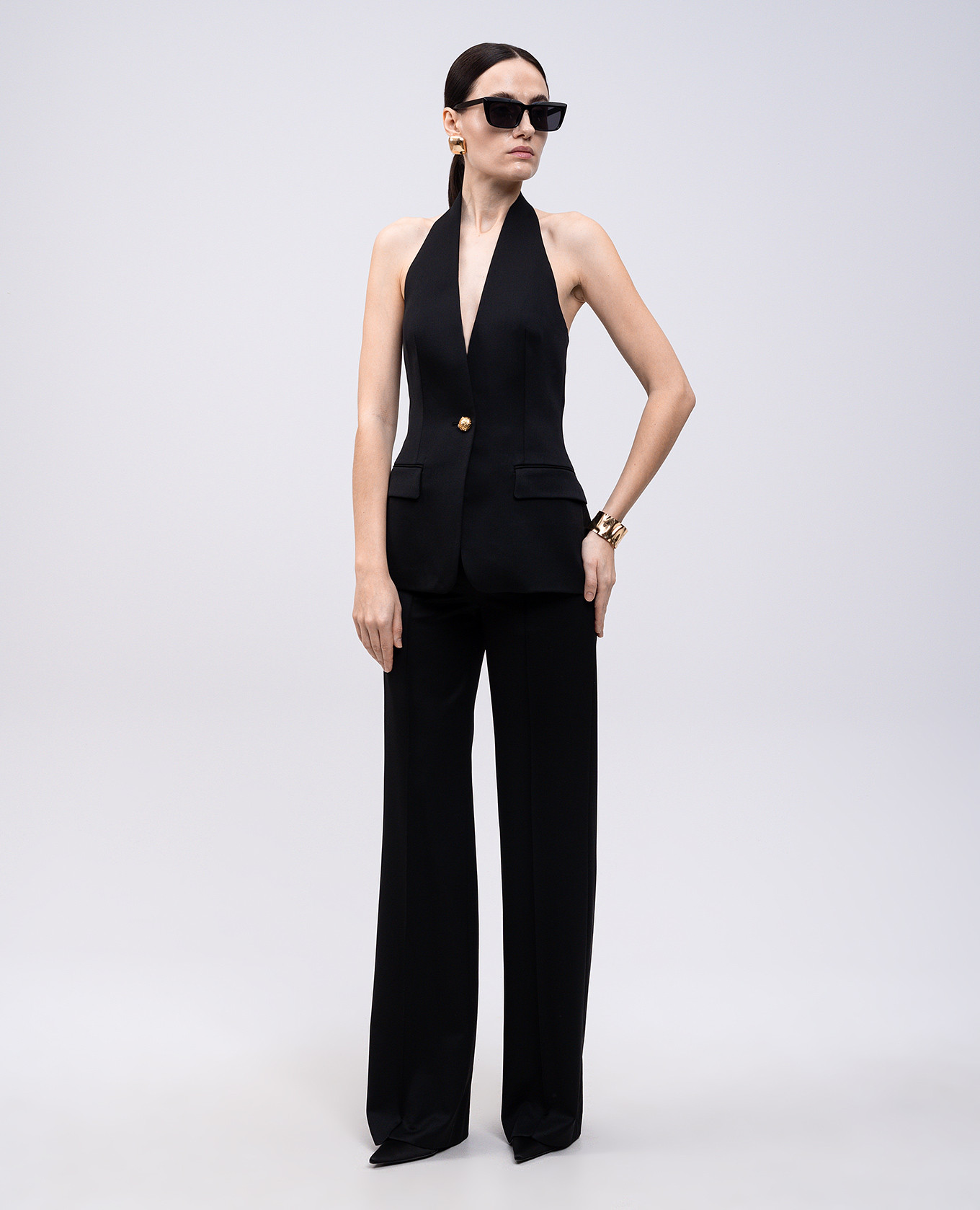 Black wool trousers with logo emblem Giuseppe Di Morabito Milano 2