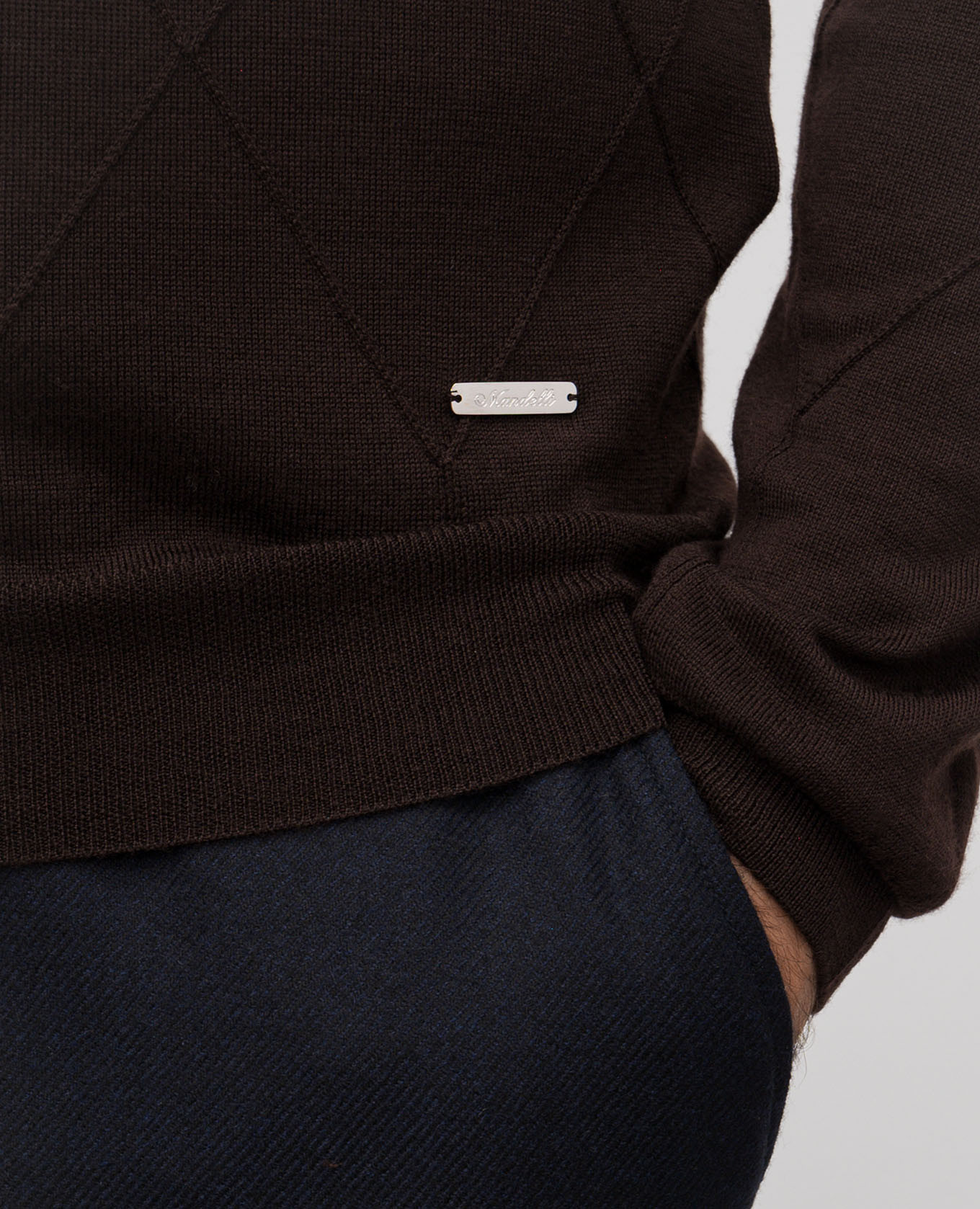 

Brown wool polo shirt with pattern Enrico Mandelli