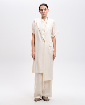 Y`S Yamamoto White elongated vest with linen YTJ03229