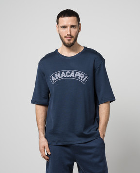 ISAIA Blue T-shirt with embroidery MFA033J0185