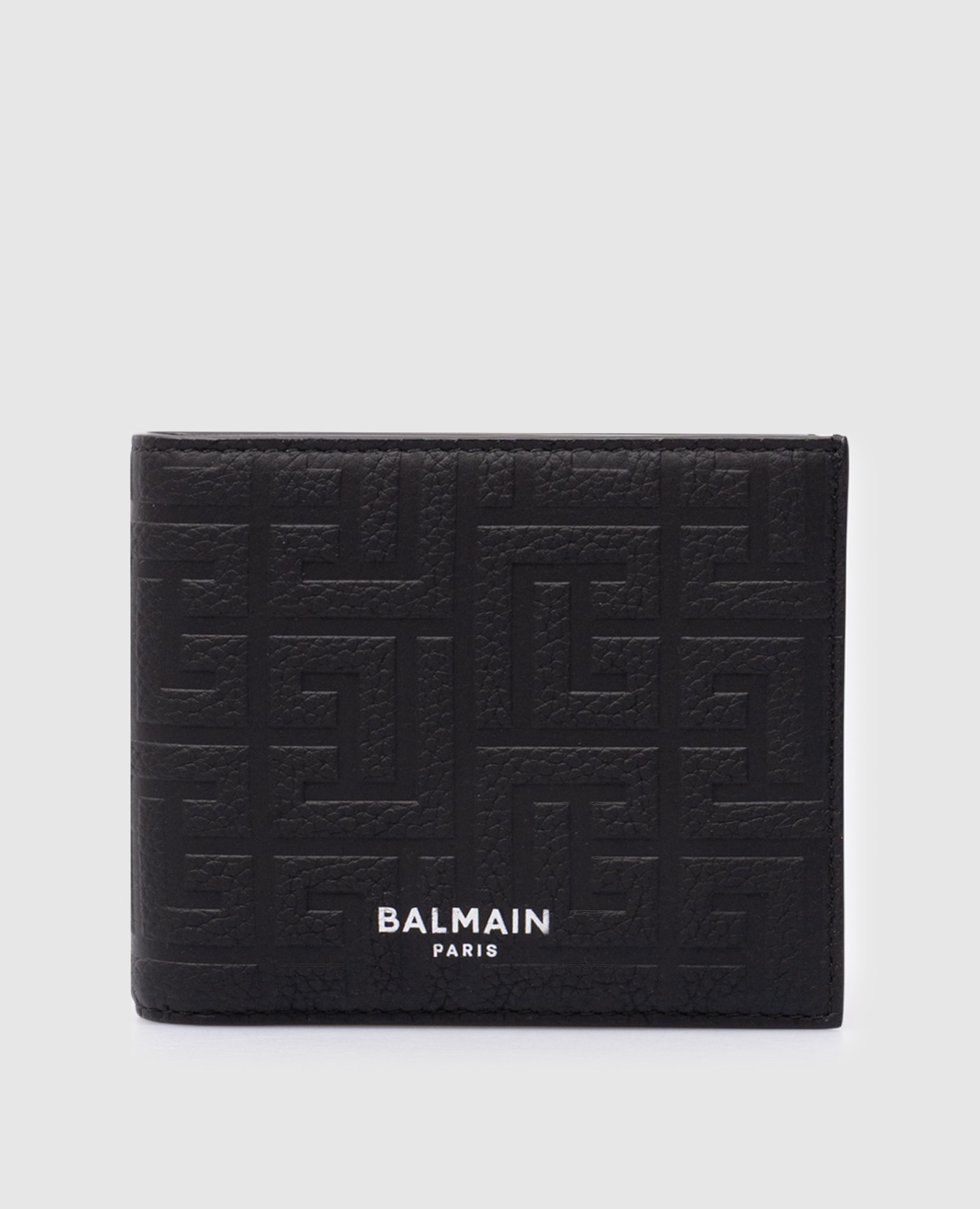 

Black leather wallet with embossed PB Labyrinth monogram logo Balmain