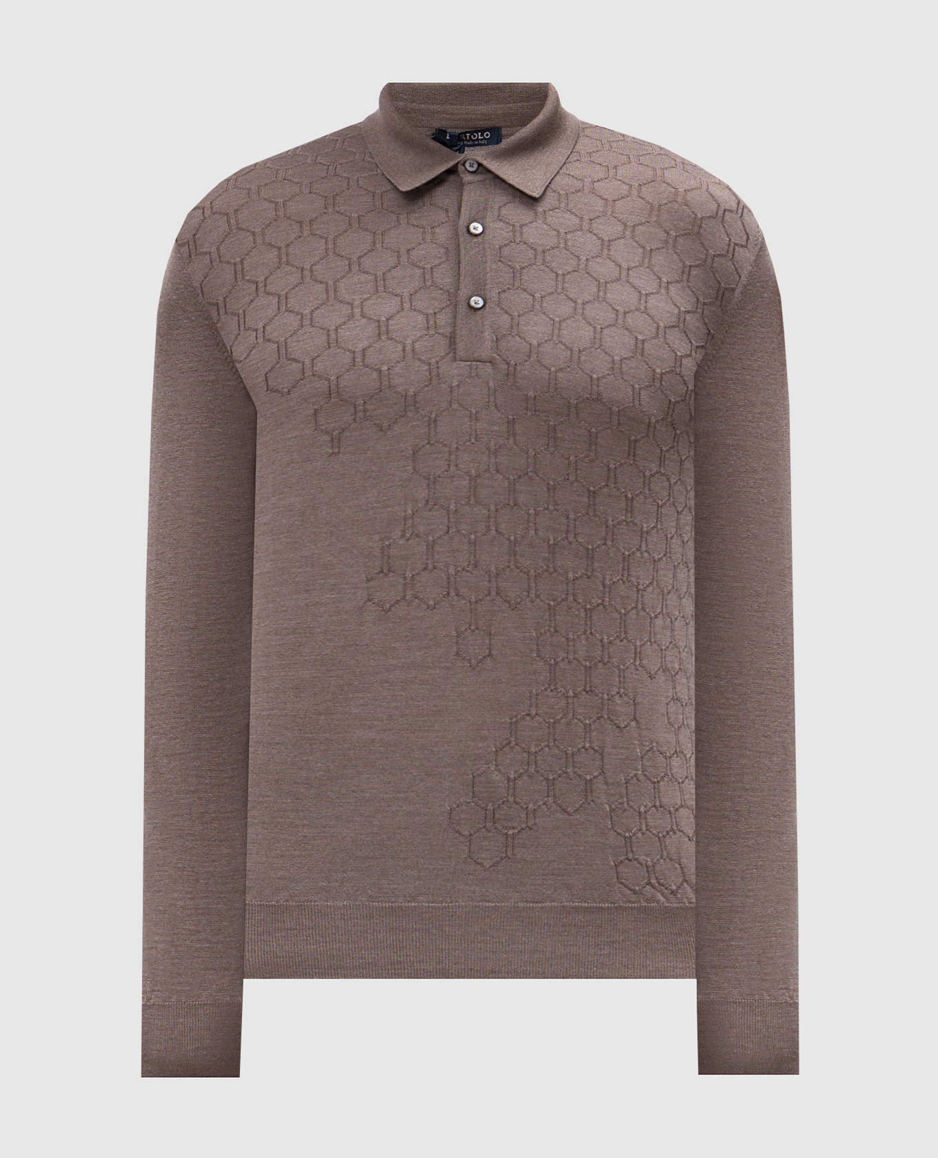 

Beige wool and silk polo shirt in a woven pattern Bertolo Cashmere