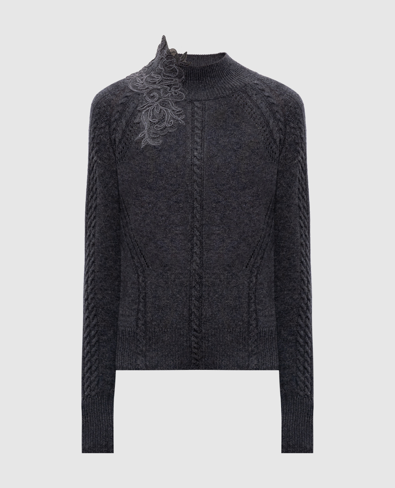 Gray wool and cashmere sweater with appliqué Ermanno Scervino Life