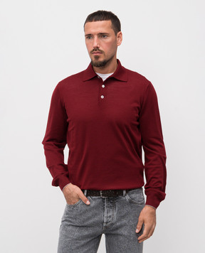 Brunello Cucinelli Burgundy wool and cashmere long-sleeved polo shirt M2400295