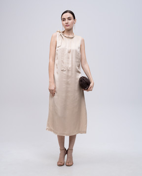 Peserico Beige midi dress with monil chain S0226006638